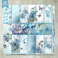 36 Sheets 6inch (Light Blue Butterfly Girl) Clipping Thin Paper for Bullet Diary, Junk Magazine, Greeting Card Background