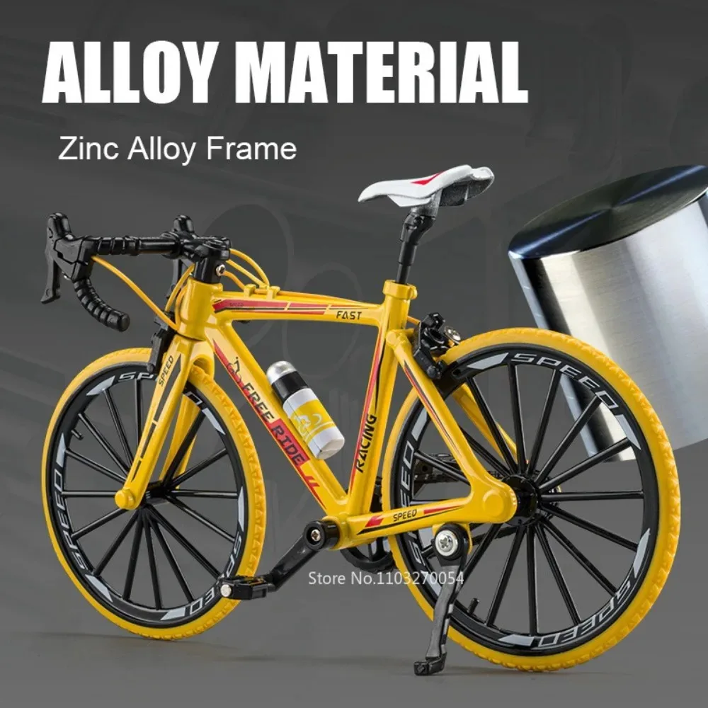 1:8 pliant plat montagne vélo jouet modèles alliage moulé sous pression réglable pied Support roue avant direction Simulation vélos pour enfant