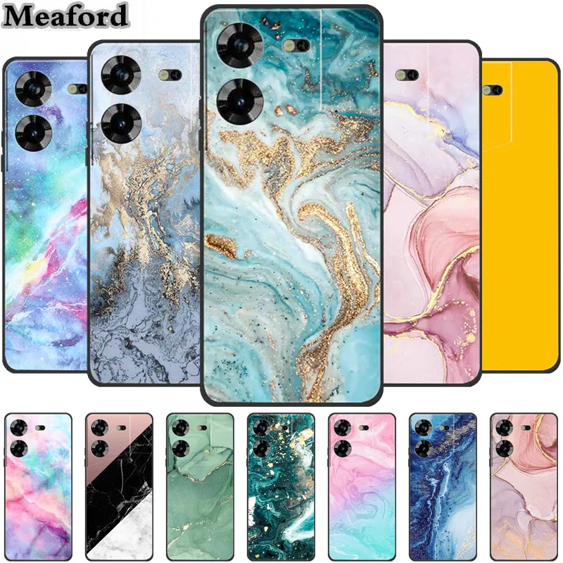 Case For Tecno Pova5 Marble TPU Soft Silicone Phone Back Cover for Tecno Pova 5 TecnoPova 5 2023 Protective Mica Painted Coque