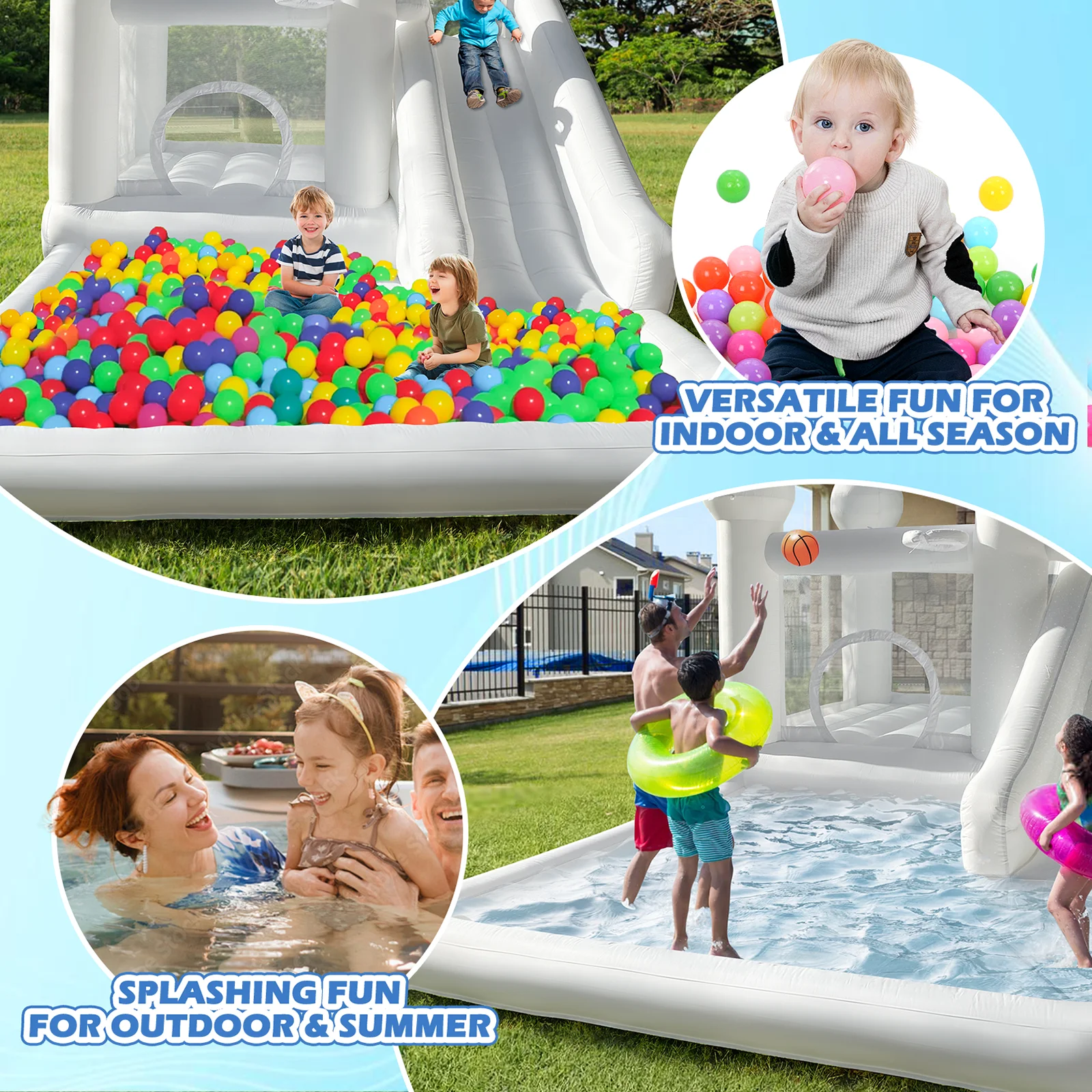 4M Oxford Kids Bouncy Castle Inflatable Halloween Decoration Outdoor Bounce House With Ball Pit Pool For Party Event Celebration