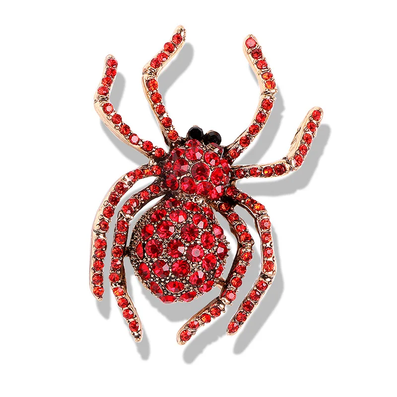 Exagerado Broche Vintage Spider Brilhante Strass, Halloween Criativo Animal Inseto Acessório Roupas de Luxo, Pin Presente