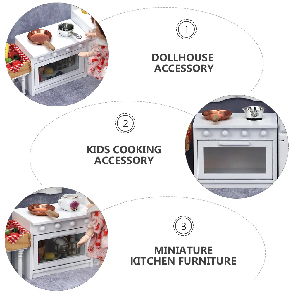 Mini mesa de cocina de Gas, muebles para casa, estufa en miniatura, casa de muñecas blanca, microescena
