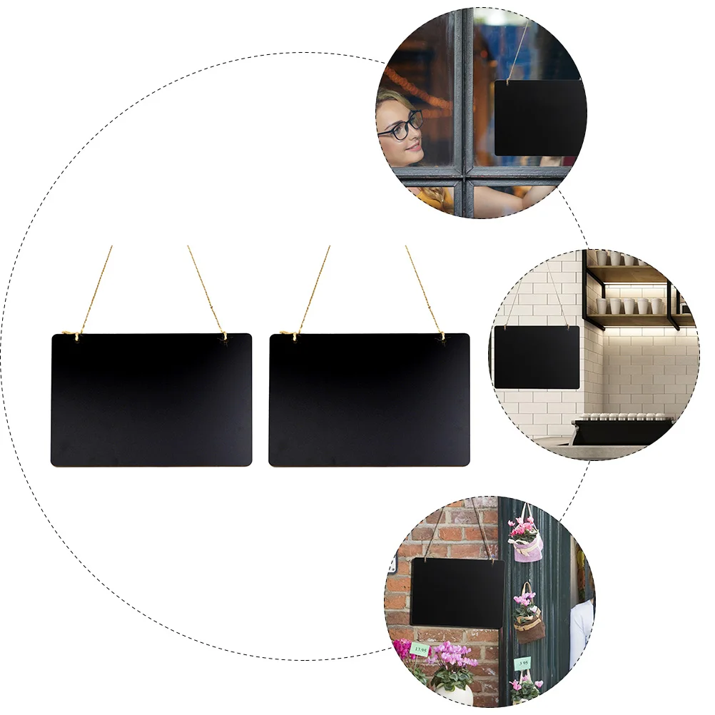 2pcs Wooden Small Mini Double Sided Hanging Chalkboard Lightweight Notice Board for Wall Door Window Display