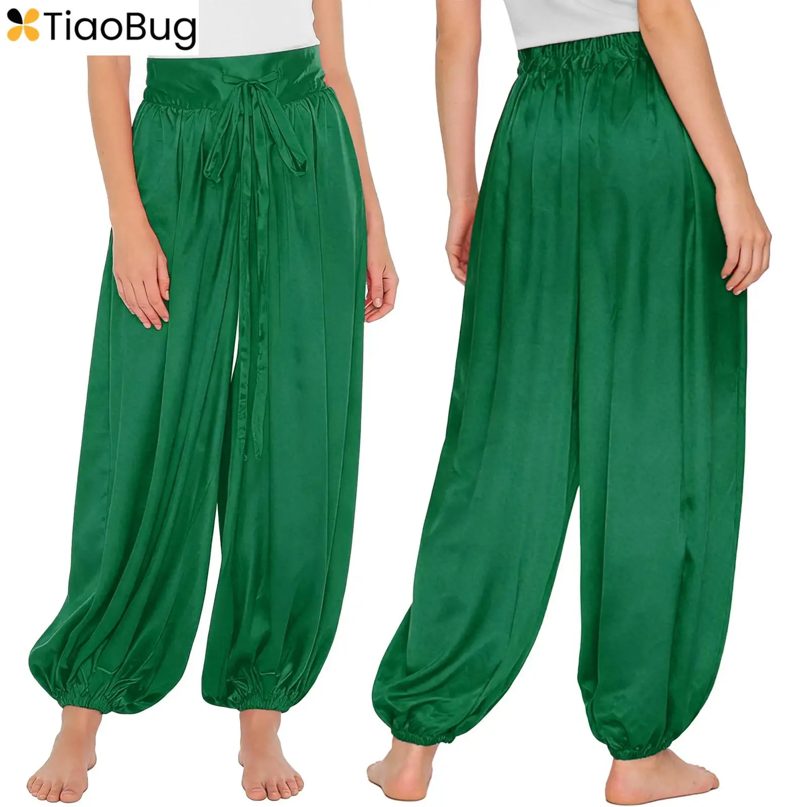 

Adult Belly Dance Harem Pants High Waist Loose Fit Trousers Arabian Princess Cosplay Costumes Bloomers Carnival Dress Up