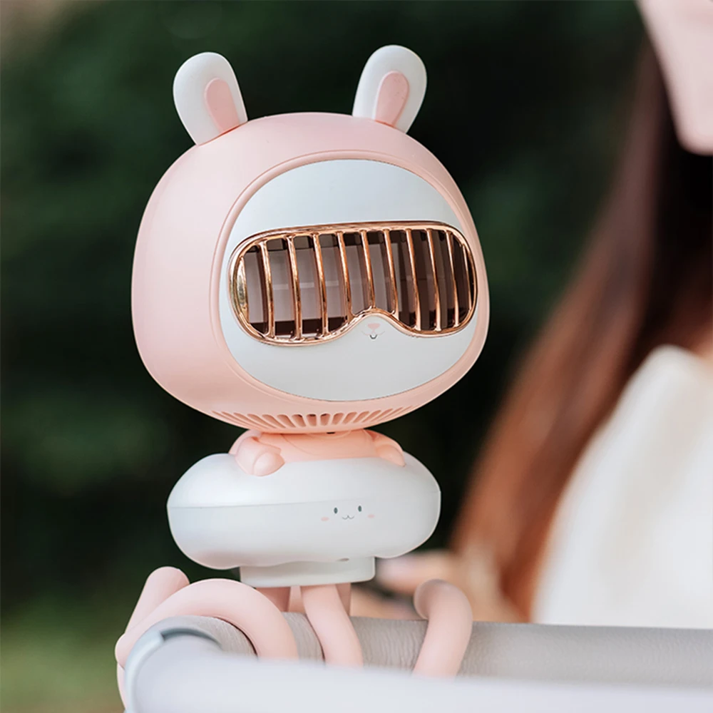 Mini Handheld Stroller Fan, Portable Personal Baby Fan with Flexible Octopus Holder, 3600mAh Battery, 4 Speeds, USB Rechargeable image 5