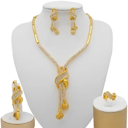 Dubai Gold Color Jewelry Sets African Indian wedding Bridal Wife gifts Necklace Bracelet Earrings ring Jewelery for Women 2022