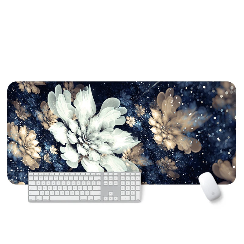 Large Size Flowers Mouse Keyboard Pad Neoprene Rubber With Top Fabric Game Mat Table Cover Home Office Mousepad Beautiful