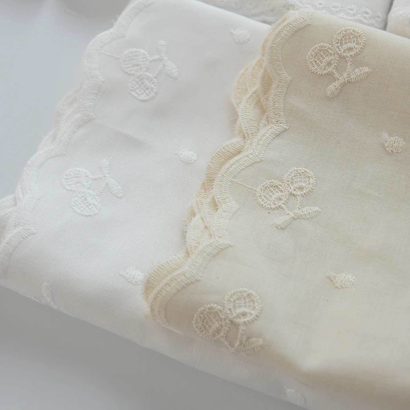 Pure Cotton Fabric Hollow‑out Lace Embroidery Cotton Thread Floral Cloth Full‑width Lace Trim for Dress Garment Sewing DIY Craft