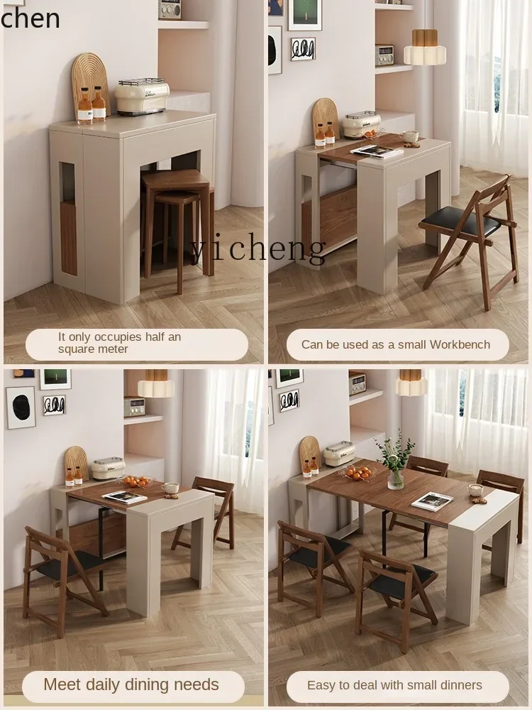 ZMLSimple Table à manger rétractable de style crème Table à manger peu encombrante pour petit appartement