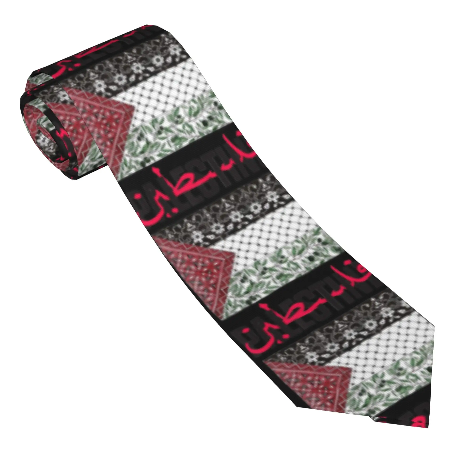 Palestine Gaza Flag Tie  Daily Wear Party Neck Ties Men Women Novelty Casual Necktie Accessories High Quality Custom Collar Tie
