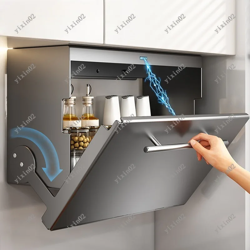 

Foldable Under Cabinet Storage Rack Magnetic Wall Mount Kitchen Shelf for Spice and Utensils