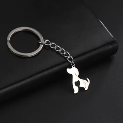 Cute Puppy Pendant Stainless Steel Keychain for Men Women Birthday Gifts Lovely Dog Animal Simple Trend Jewelry Car Key Chain