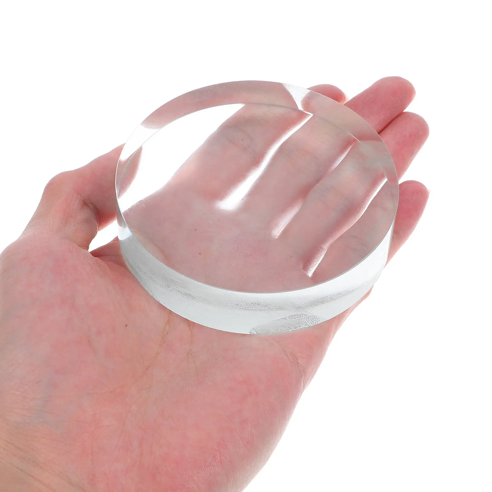 Smooth Polished Clear Round Crystal Glass Paperweight Decorative Office Desk Home Study Ornament Calligraphy Weight Block