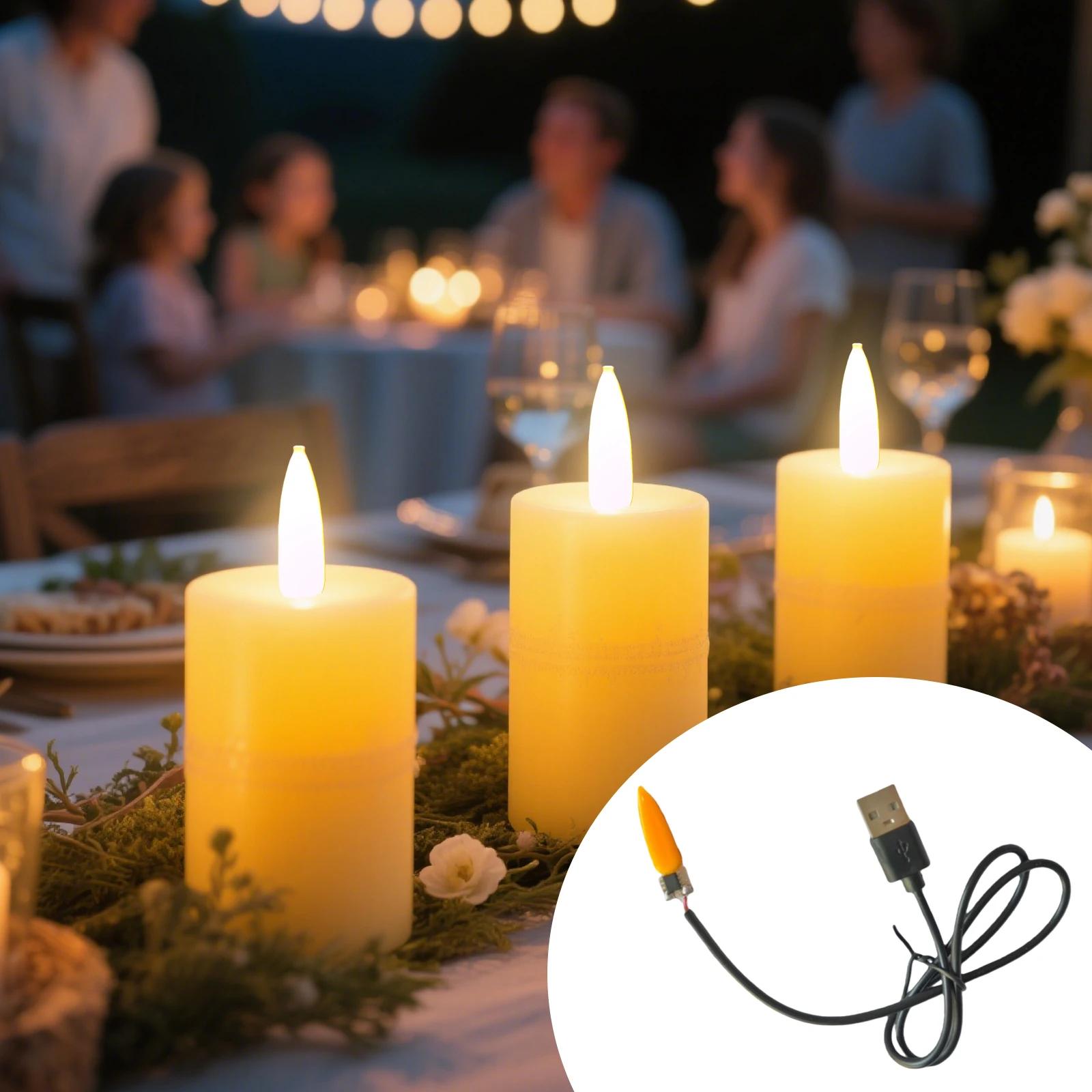Irregular Lamp Atmosphere Chip with Usb Interface LED Flicker Effect Wick Simulation Candle Lamp Decoration Light Accessories