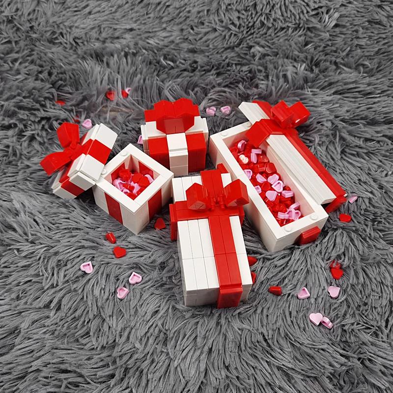 MOC Model Valentine\'s Day Gift Box Love Jimubox The Ring Box Building Bricks Jewelry Box DIY Plastic Items Toys for Children