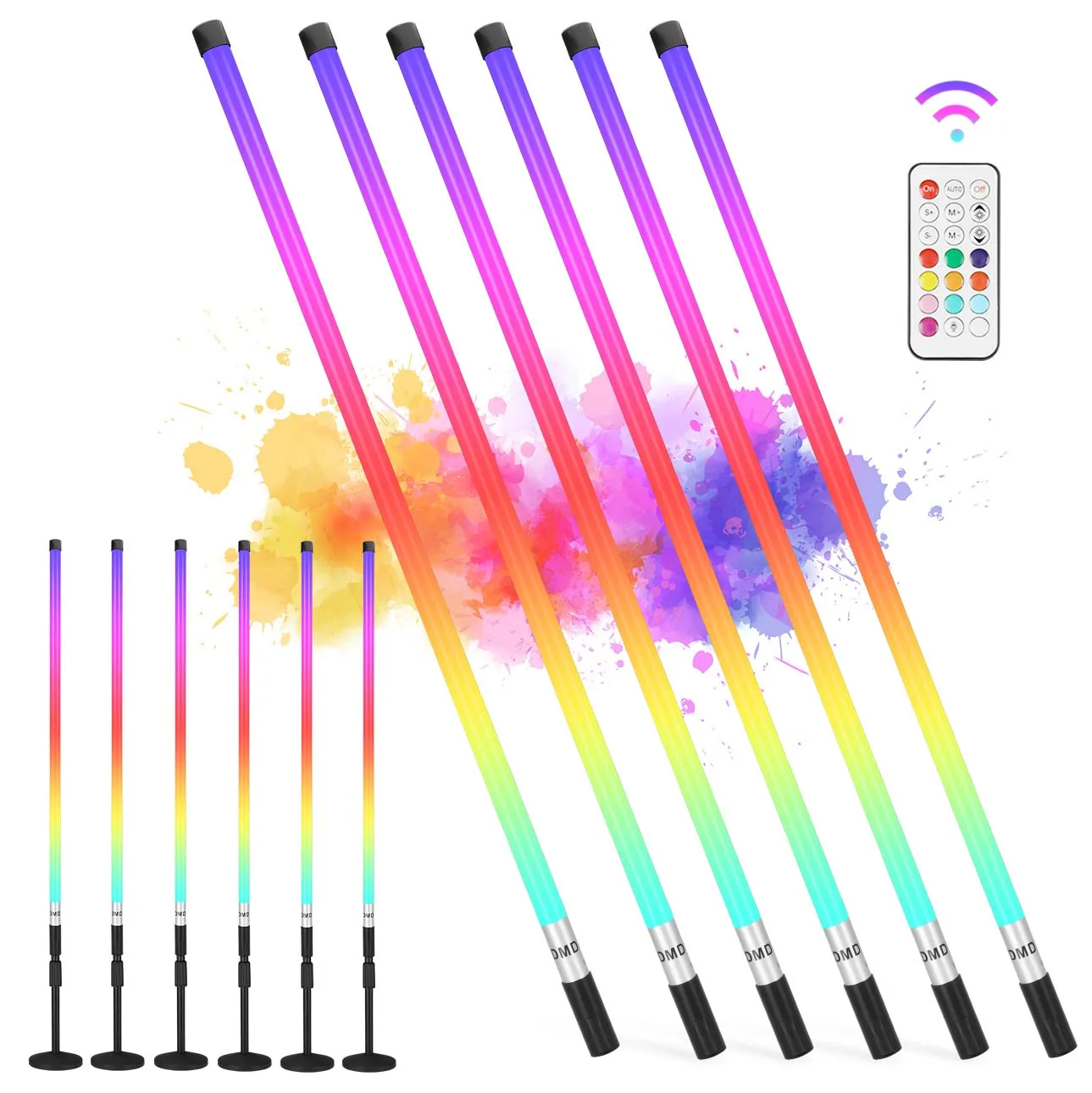 6Pack US Warehouse TL-100Pro 1m Portable Wireless Rechargeable RGB Tube Light For DJ Dance Party Event Stand Stage Lights