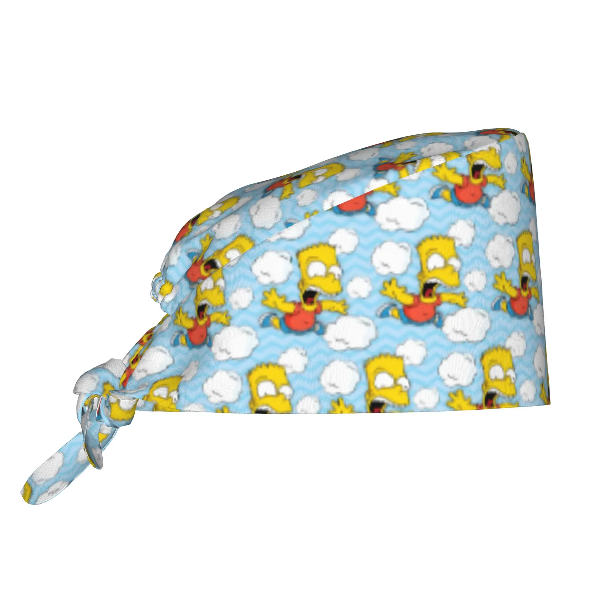 Custom Adjustable S-Simpsoned Cartoon Working Hat Men Women Homer Manga Surgical Hat Scrub Nursing Doctor Surgeon Cap for Chef