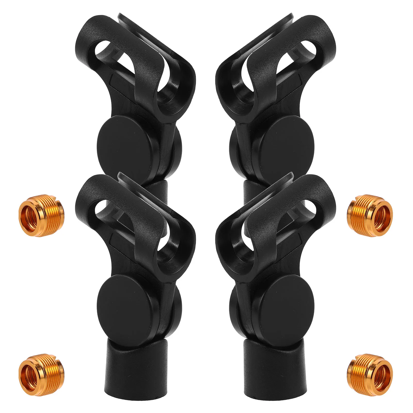 

4Pcs Mic Clips with Adapters - Sturdy Microphone Holder Clamp for Desk Stand - Rotatable Noise-Reducing Clip for Interview
