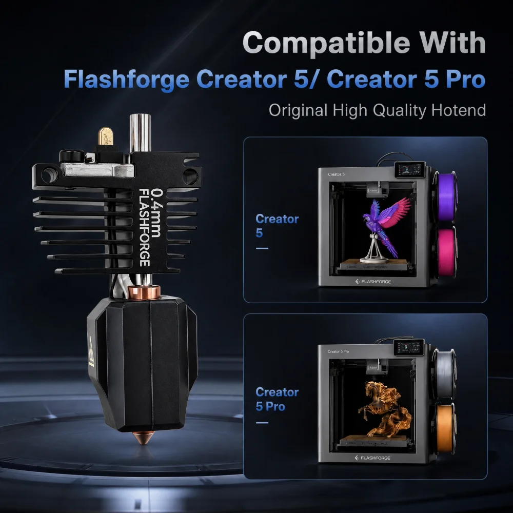 Original/Genuine Flashforge Creator 5 Series Extruder Hotend Kit C5/C5 Pro Nozzle Assembly Kit 0.25/0.4/0.6/0.8mm