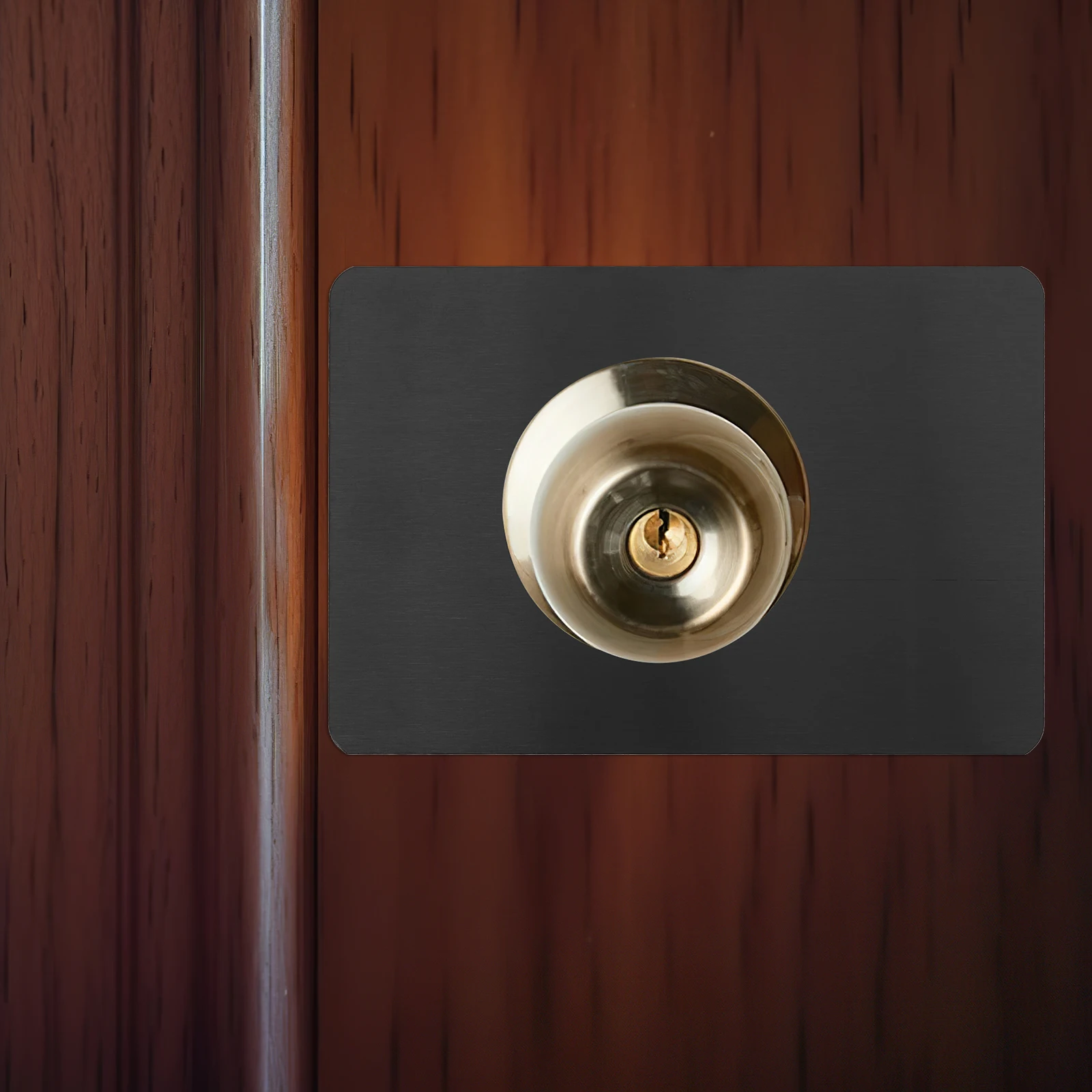 4 قطعة لوحة تقوية المقبض الخشب الأسود قفل الباب تحديد غطاء حشو طقم تصليح تغطية الصفر سهلة التركيب إصلاح الباب #1