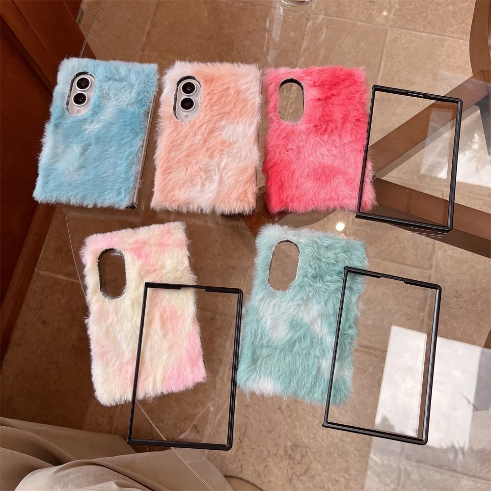 Korean Cartoon Macarons plush Phone Case for Samsung Galaxy Z Fold 8 Ultra Fold 8 Fold 4 5 6 7 8 Cover Phone Cases with Chain