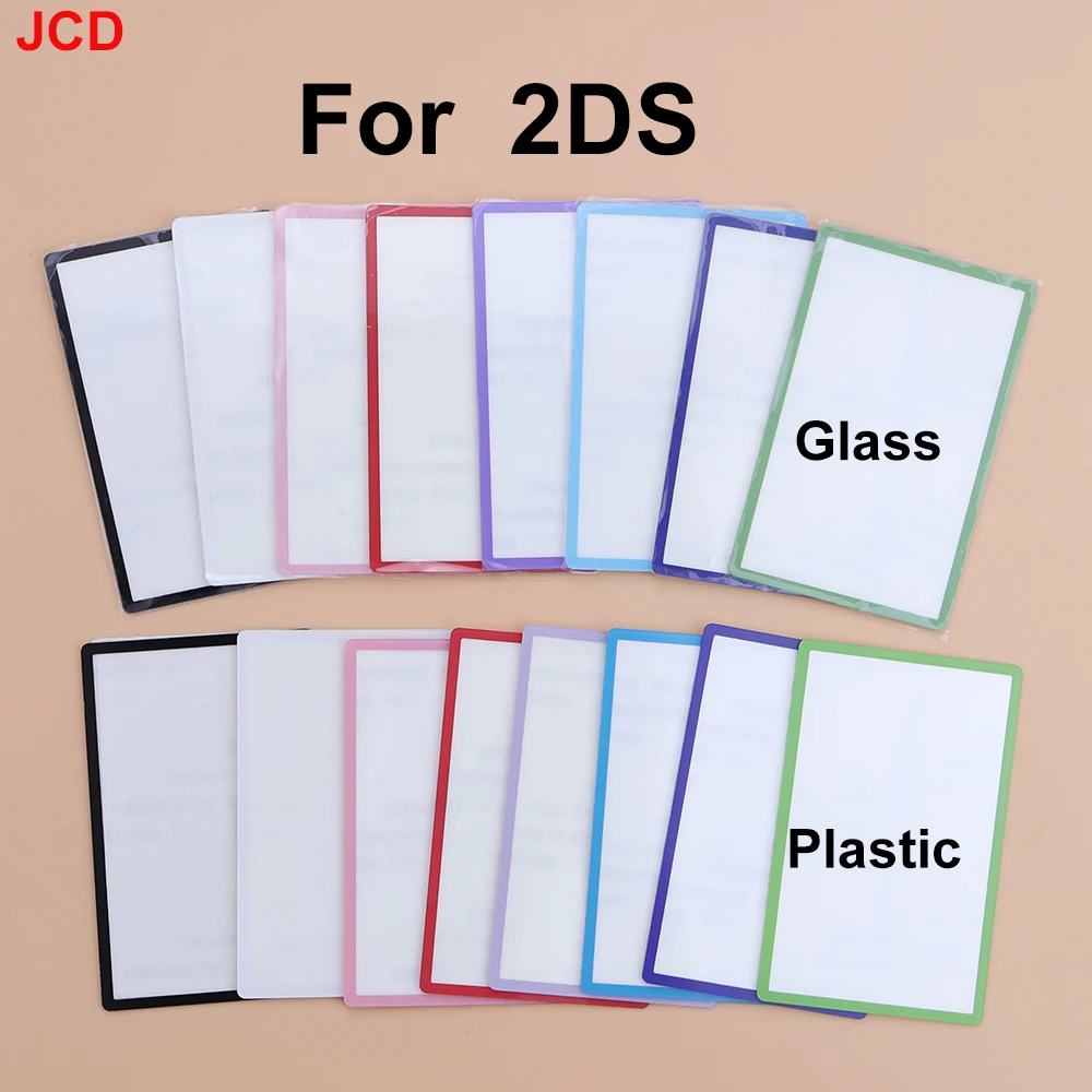 JCD 1 Stück für 2DS Oberflächenspiegelglas/Kunststoff-LCD-Bildschirmlinse mit selbstklebender Frontschutzabdeckung als Ersatz
