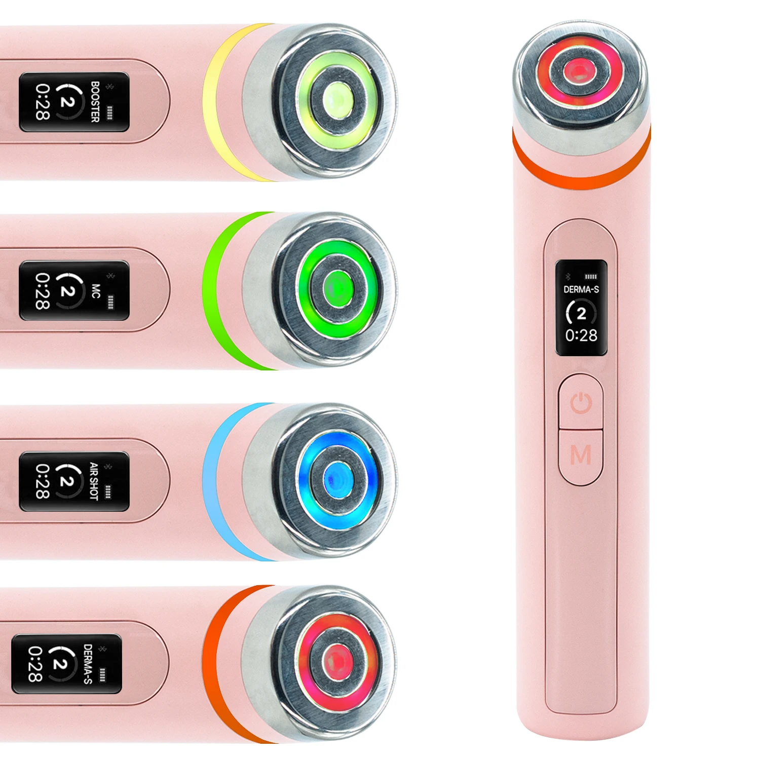 Appareil de beauté multifonctionnel quatre couleurs, avec 4 modes : absorption améliorée, éclat, élasticité, contour du visage, avec 4 modes