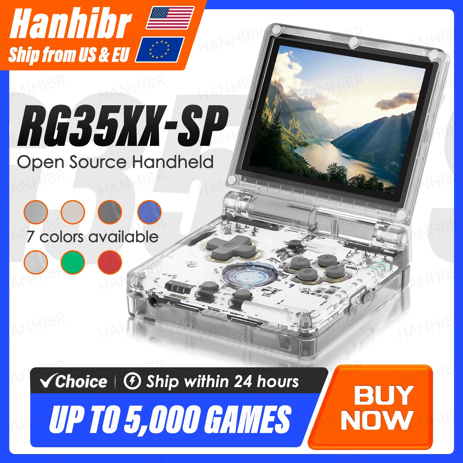 ANBERNIC RG35XXSP Flip Game Console 3.5'' IPS Screen Mini HDMI Output WiFi Bluetooth 4.2 E-book Linux Video Console Player Gifts