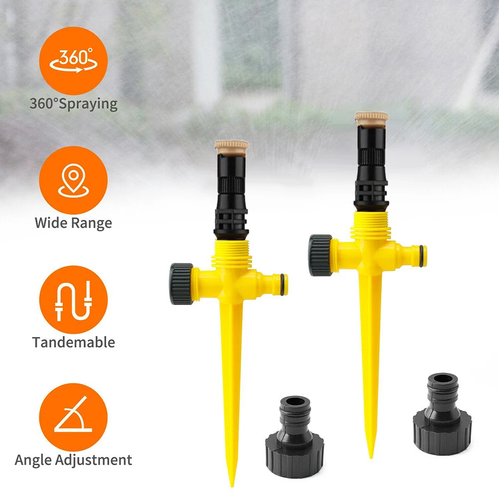 Brand New High Quality Accessories Sprinklers Yellow Lawn Multiple Uses With Connectors 1/2/4pieces 3 Gears Adjustment