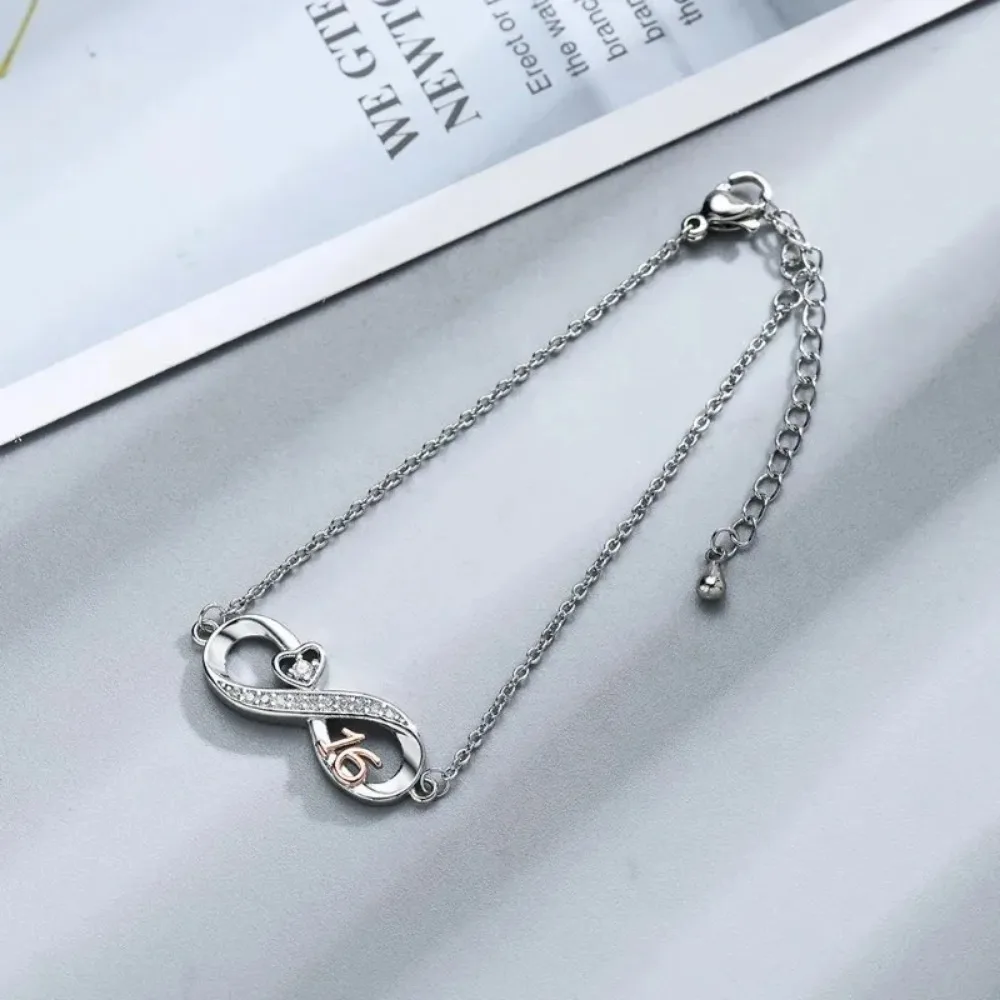New Creative Love Inlaid Zircon Women's Digital Bracelet with Gold Shaped Fashion Accessories Simple Bracelet