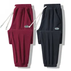 2024 Autumn/Winter Fashion Solid Color Thick Warm Sweatpants Men's Casual Loose Comfortable High Quality Plus-Size Pants M-8XL