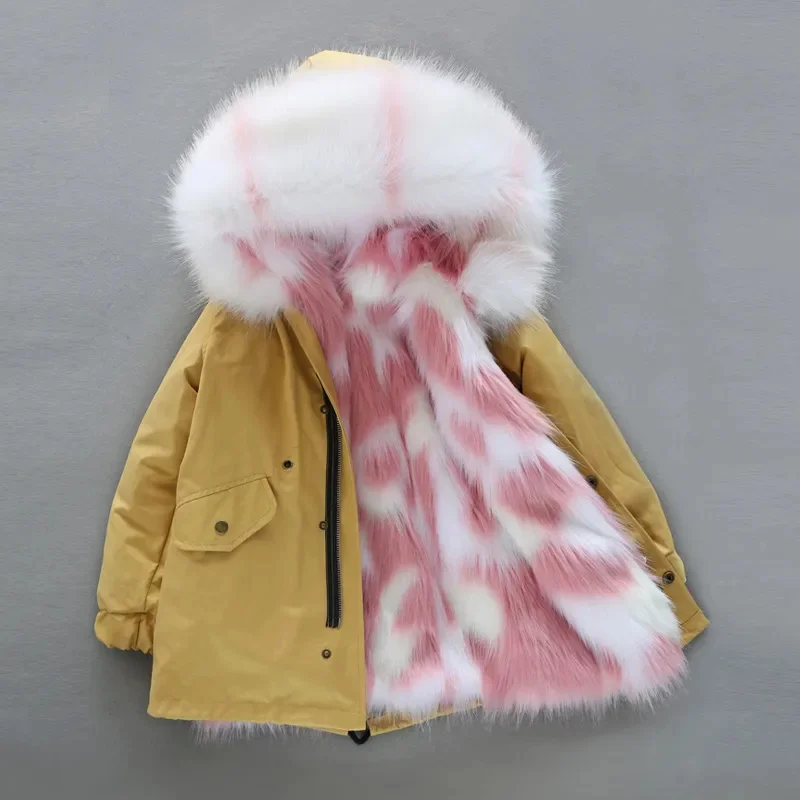 Meisjes Donsjack 2024 Winter Faux Fox Bontjas Voering Afneembare Lange Parka Warme Buitenkleding Hoge Kwaliteit Babykleding