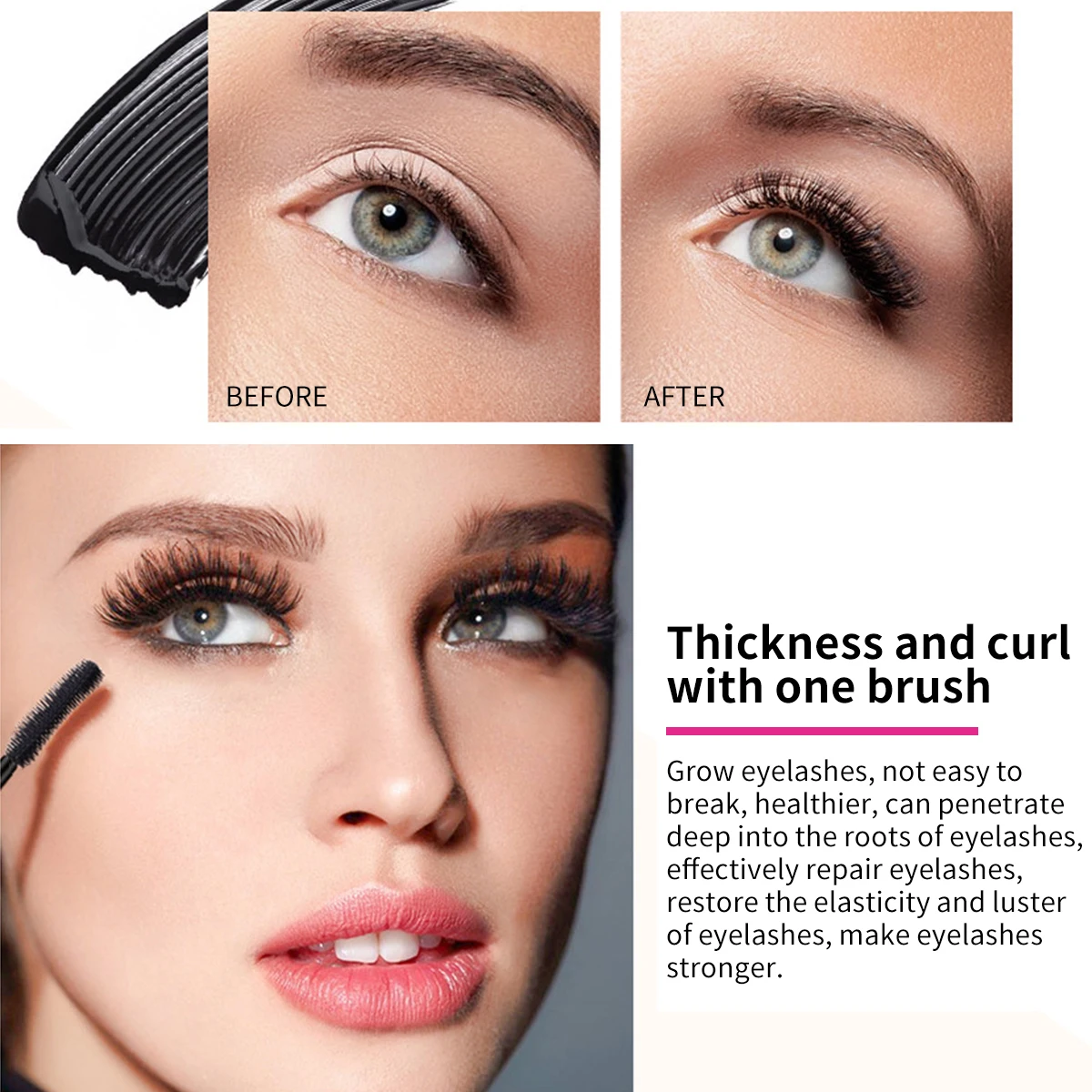 Barubt 4D fiber eye trucco impermeabile nero che tiene arricciatura naturale senza sbavature