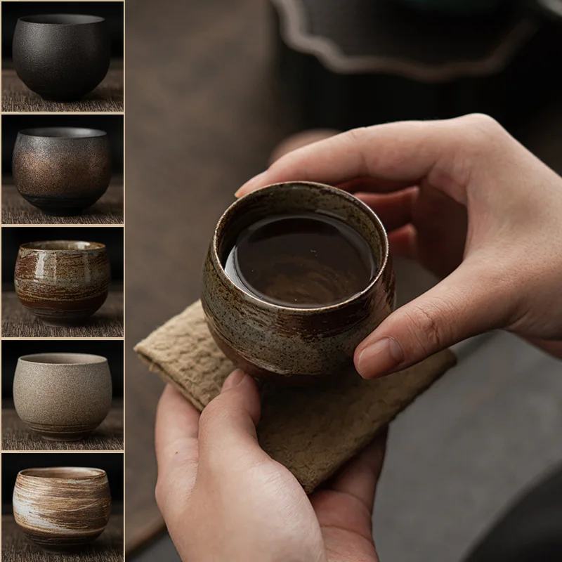 

2025 Luxury 80ml Japanese Style Handmade Ceramics Tea Cup Ancient Kung Fu Tea Set Single Cup for Tea Lovers Cute Cups 작은 유리잔