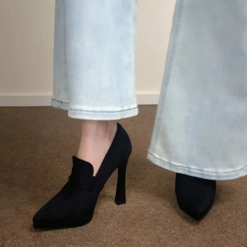 High Heeled Shoes Fashion Autumn New College Style Pointed Head Stiletto High Heels Women's Waterproof Table Single Shoes Women