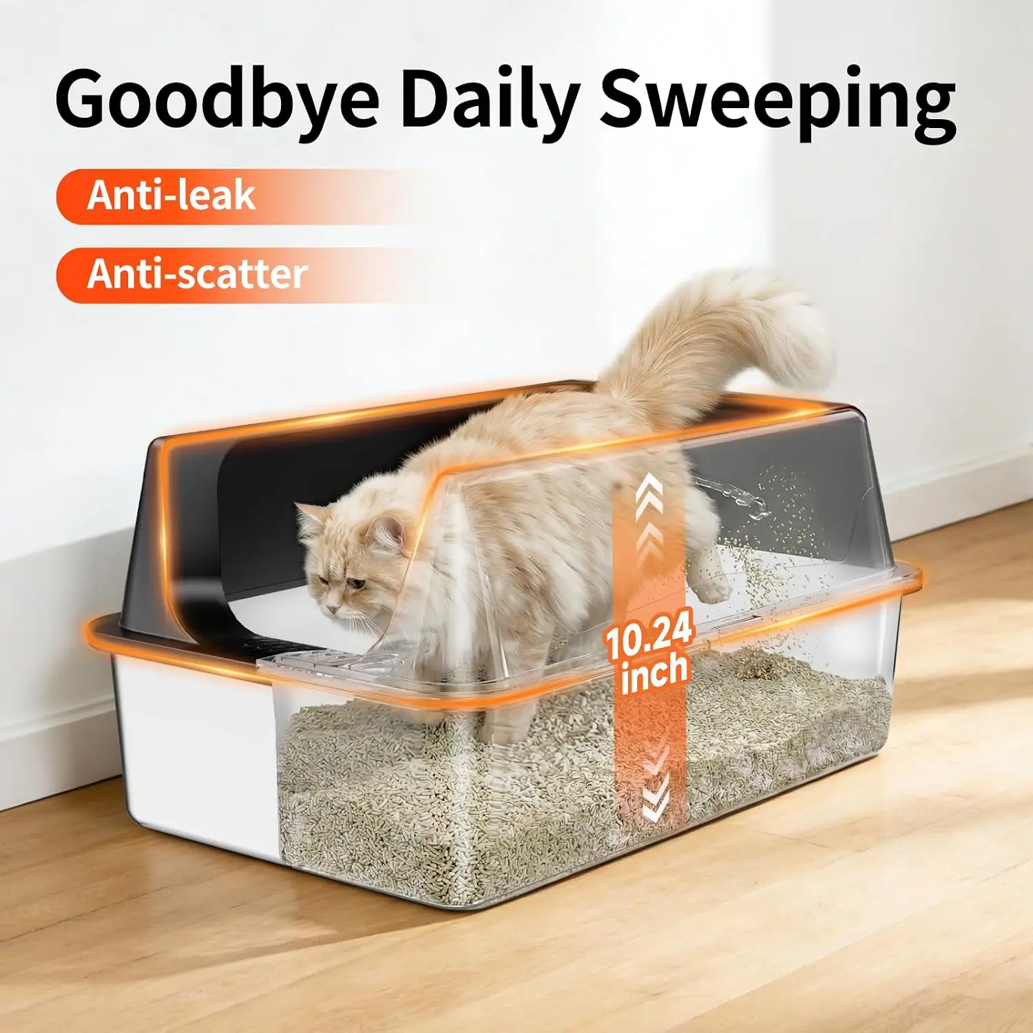 Extra Large Stainless Steel Cat Litter Box, 2-Pack with Tall Sides for Big Cats