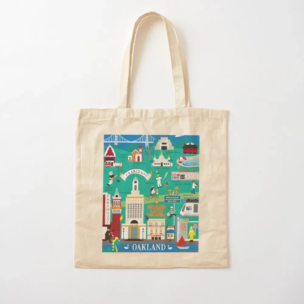 Oakland, California - Collage Illustration by Loose Petals Tote Bag tote bag canvas Gift bags Tote Bag