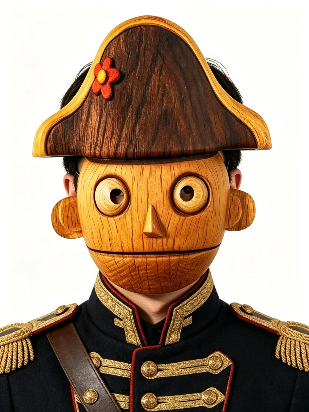 Nutcracker Mask Wooden Texture Soft Nutcracker Puppet Man Mask for Xmas Cosplay Party Fancy Dress Costume Props Masquerade Mask