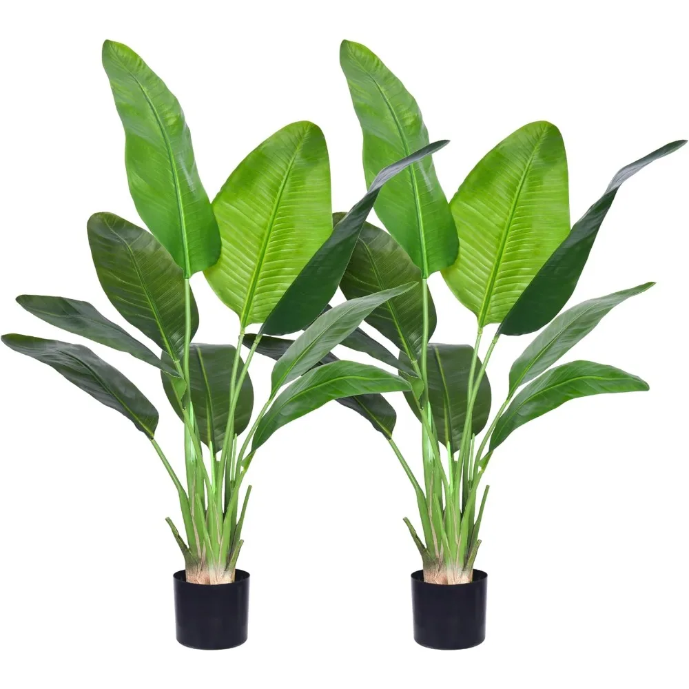 

Artificial Bird of Paradise Plant, Fake Tree with Realistic Leaves and Durable pots, Adjustment-Free Branches Artificial Tree fo
