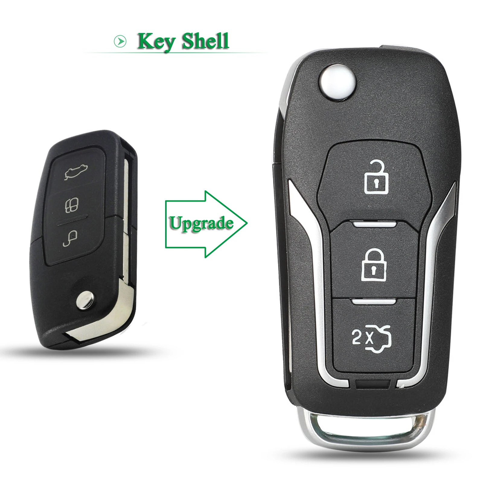 تعديل الوجه التحكم عن بعد قذيفة مفتاح السيارة ، 3 أزرار ، يصلح لفورد التركيز 2 ، 3 ، مونديو ، فييستا ، إعادة وضع شفرة غير مقطوعة