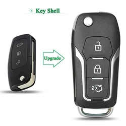 Bilchave Modified 3 Buttons Flip Remote Control Car Key Shell For Ford Focus 2 3 mondeo Fiesta With Uncut Blade Remplacement