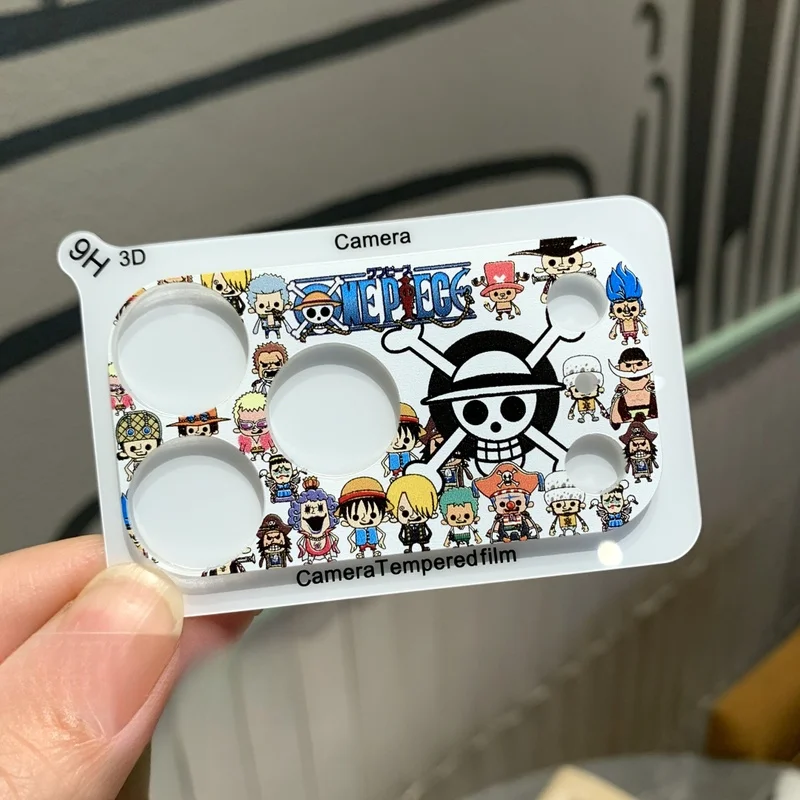 Cartoon One Piece Camera Lens Protectors for iphone 17 Pro Max 16 15 Plus 14 13 Mini Anime Glass Protective Film Cover Case