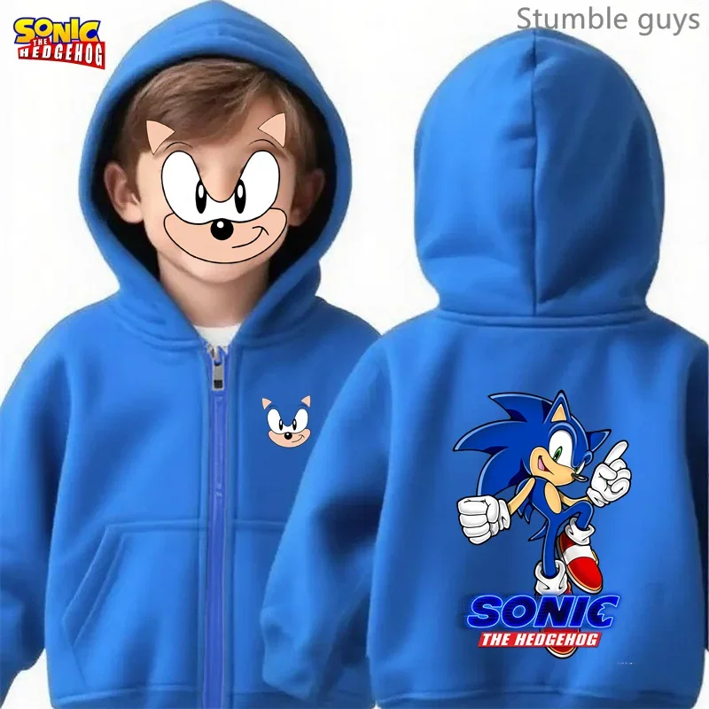 Sonic enfants Anime sweat à capuche zippé printemps automne garçons vêtements filles vêtements de sport confortable Fans porter