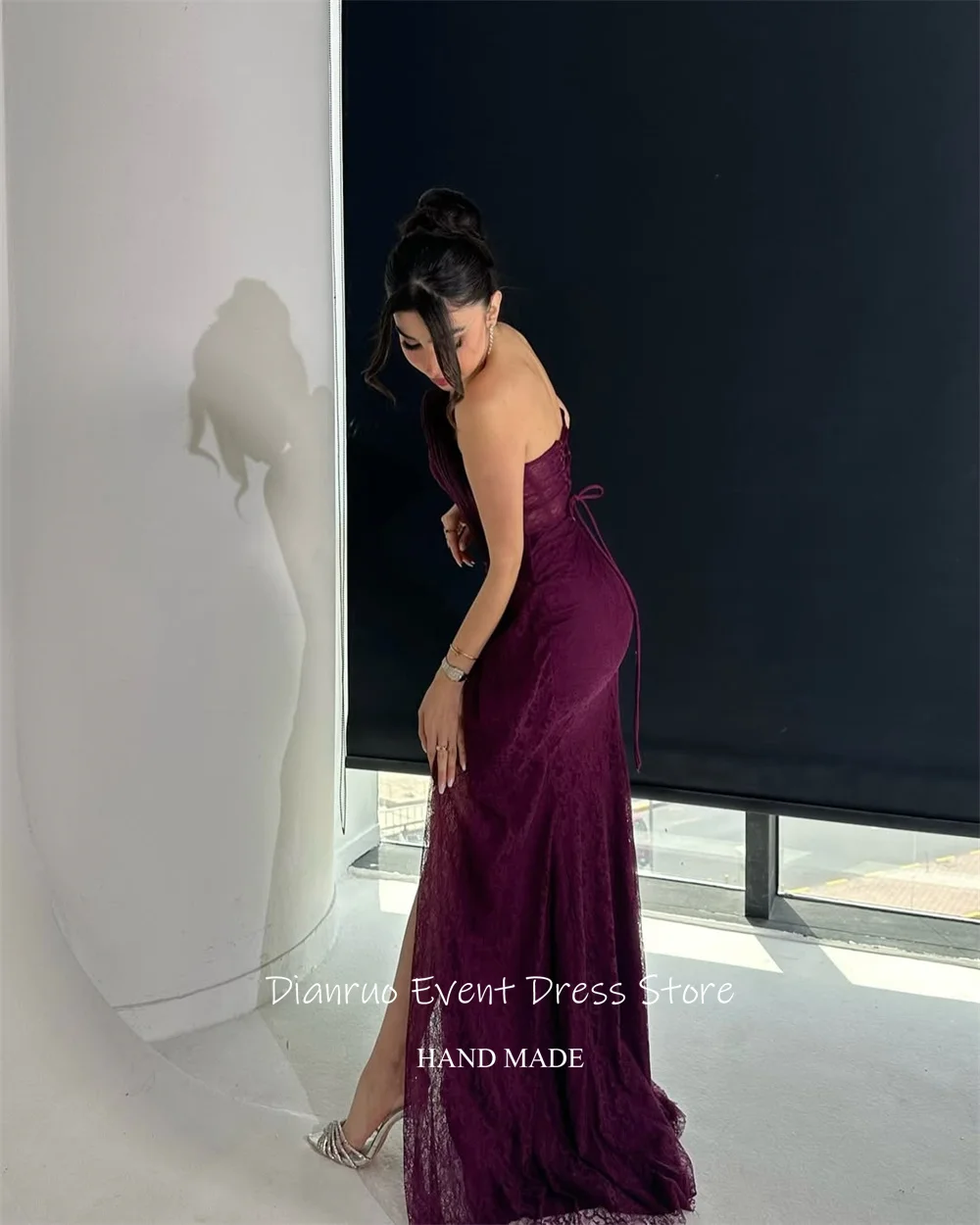 Dianruo dentelle sirène robes De soirée Appliques à lacets robes De Noche Sexy haute fente élégante robes De Fiesta personnalisé