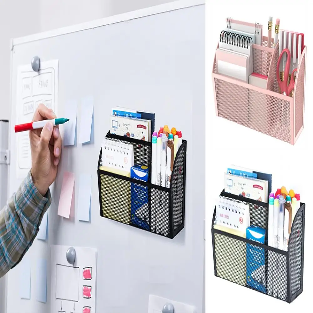 마그네틱 펜 랙 금속 냉장고 화이트보드, 학교 사무용품, 문구류 보관 정리함 랙, 3 칸