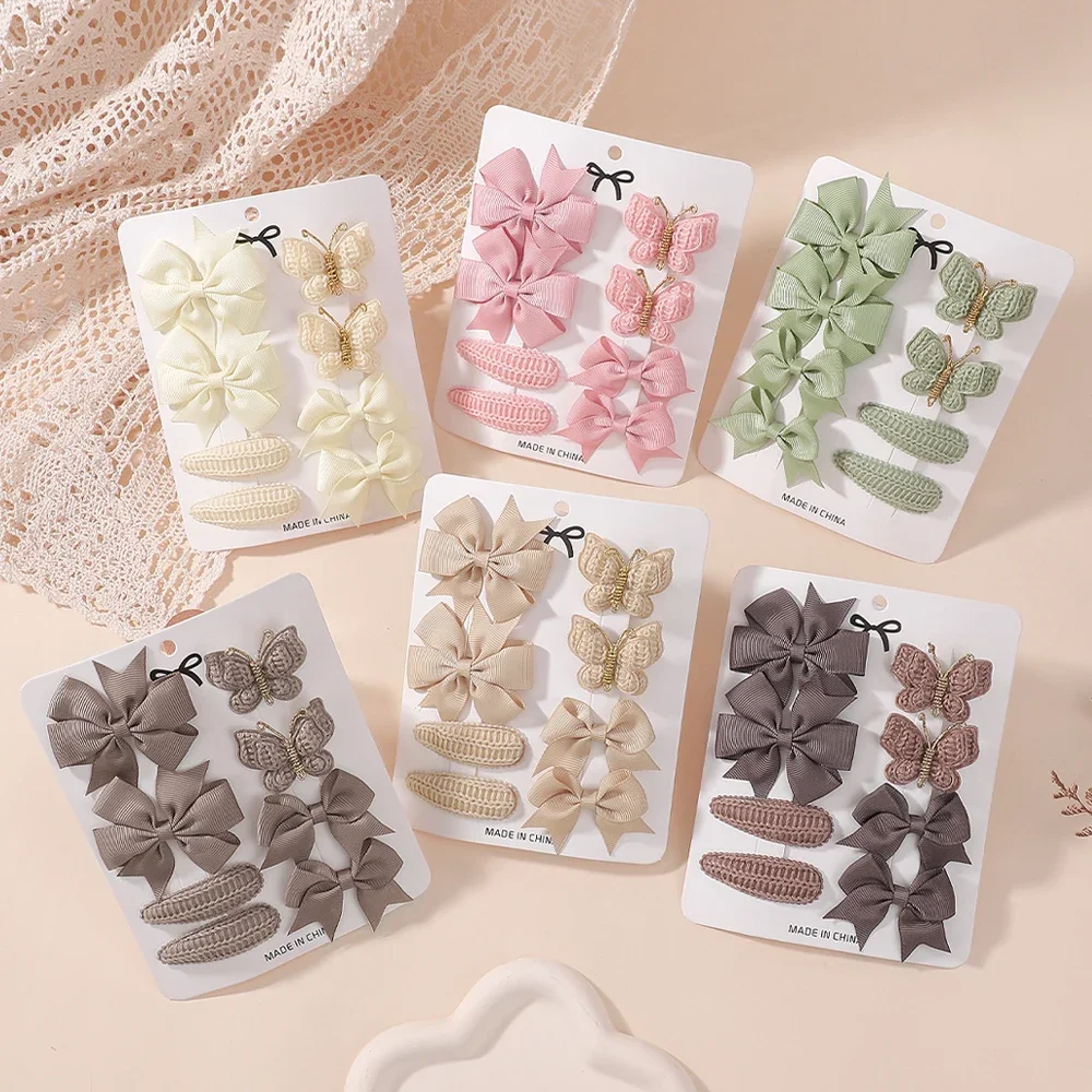 8 Teile/satz Schmetterling Haar Clips für Baby Mädchen Handgemachte Kniting Haarnadel Barrettes Geschenk Kopfbedeckungen Kinder Haar Zubehör