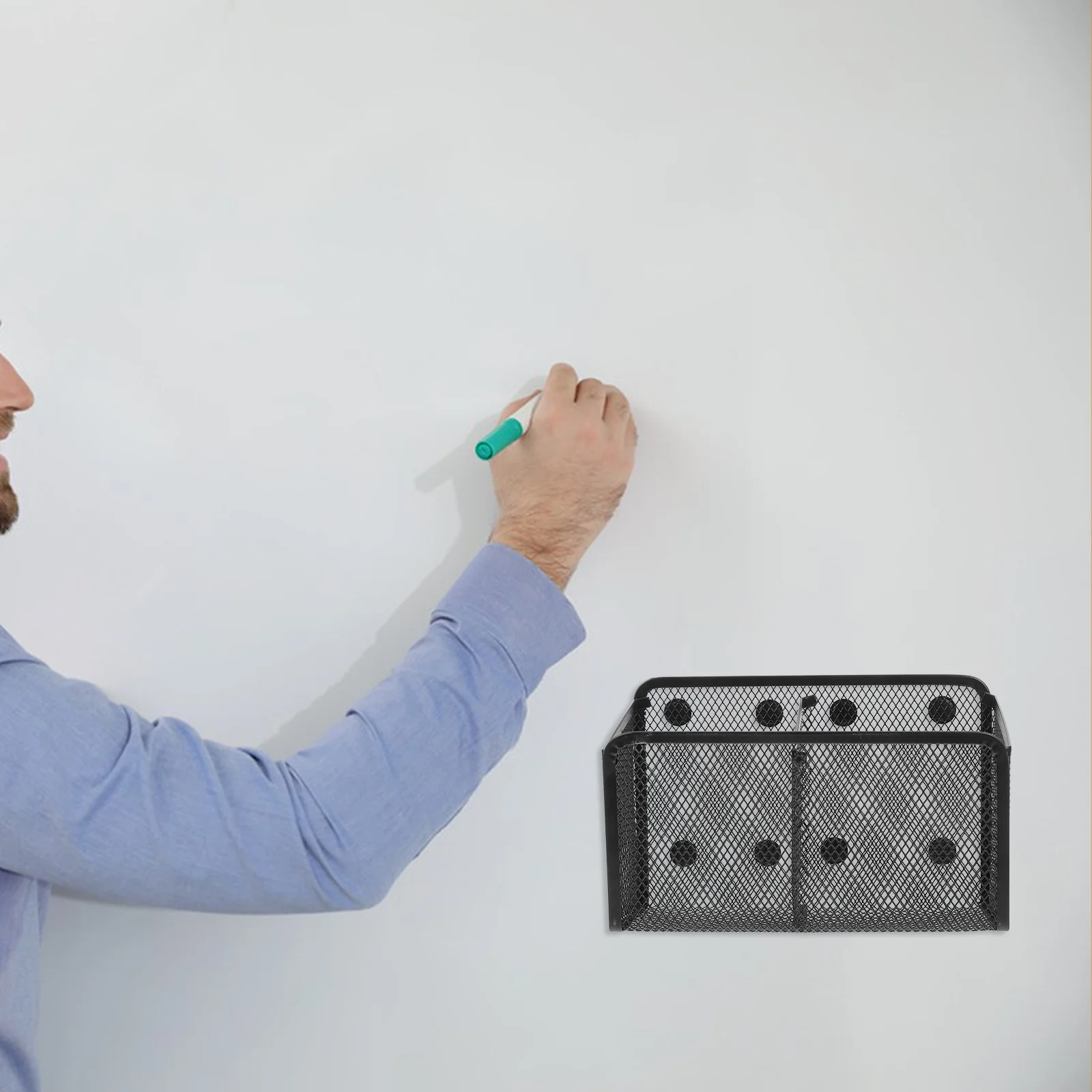 

Magnetic Pencil Cup Black Metal Wire Mesh Basket Locker Office Organizer Pen Marker Holder Storage Box Organizer