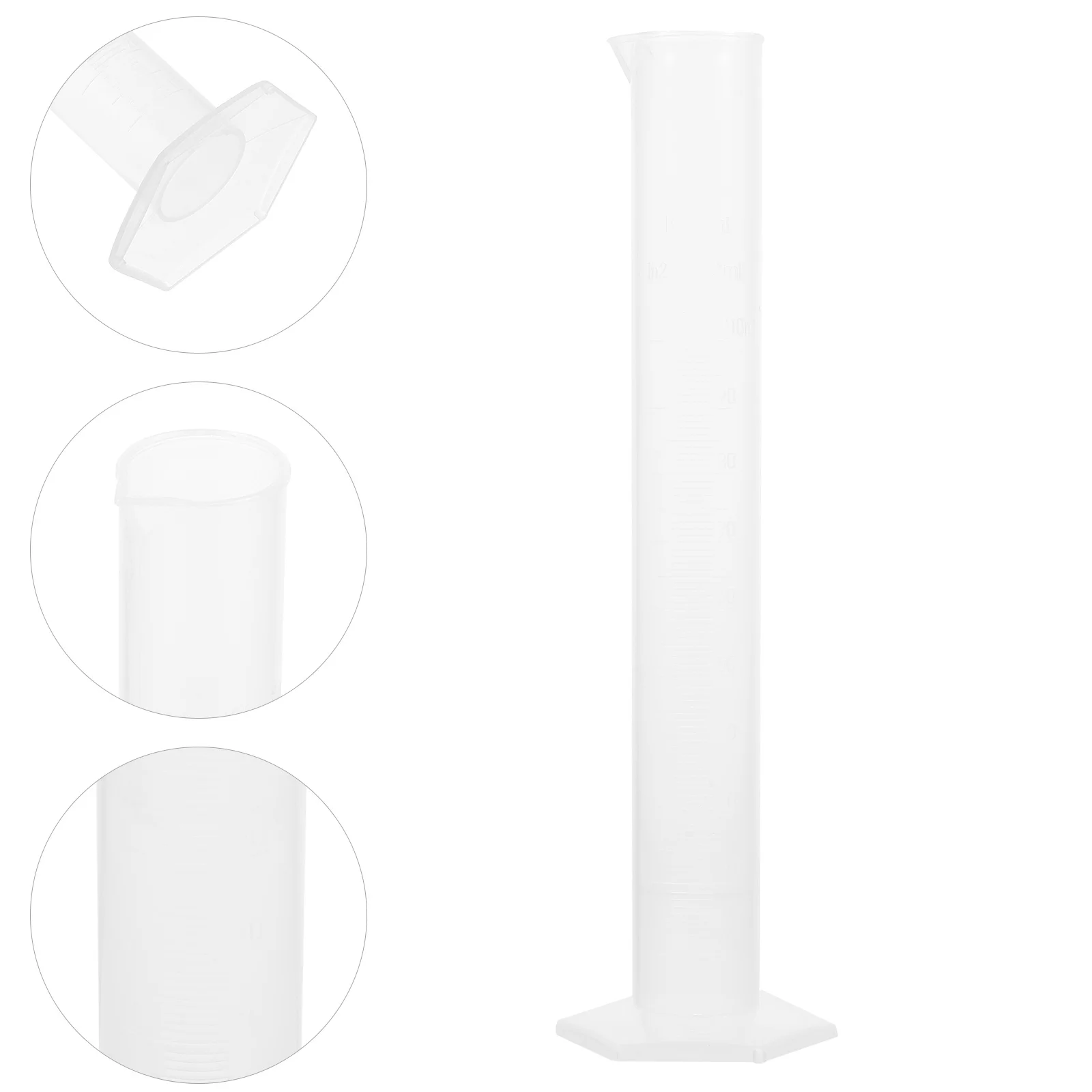 100 مللي أسطوانة بلاستيكية متدرجة أداة قياس مختبر العلوم دقيقة غير ترطيب سطح قاعدة مقاومة لفة للمنزل المختبر