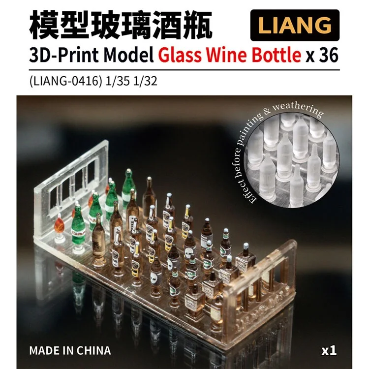 

LIANG 0416 1/35 Scale 3D-Print Model Glass Wine Bottle X36 kit