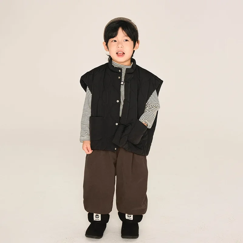 Children's Clothing Boys' Vests Winter Clothes Korean Version Outerwear Vest Medium and Small Children's Thick Warm Jacket